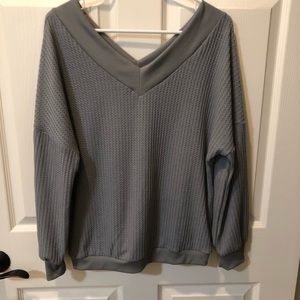 New slouchy v neck waffle knit top